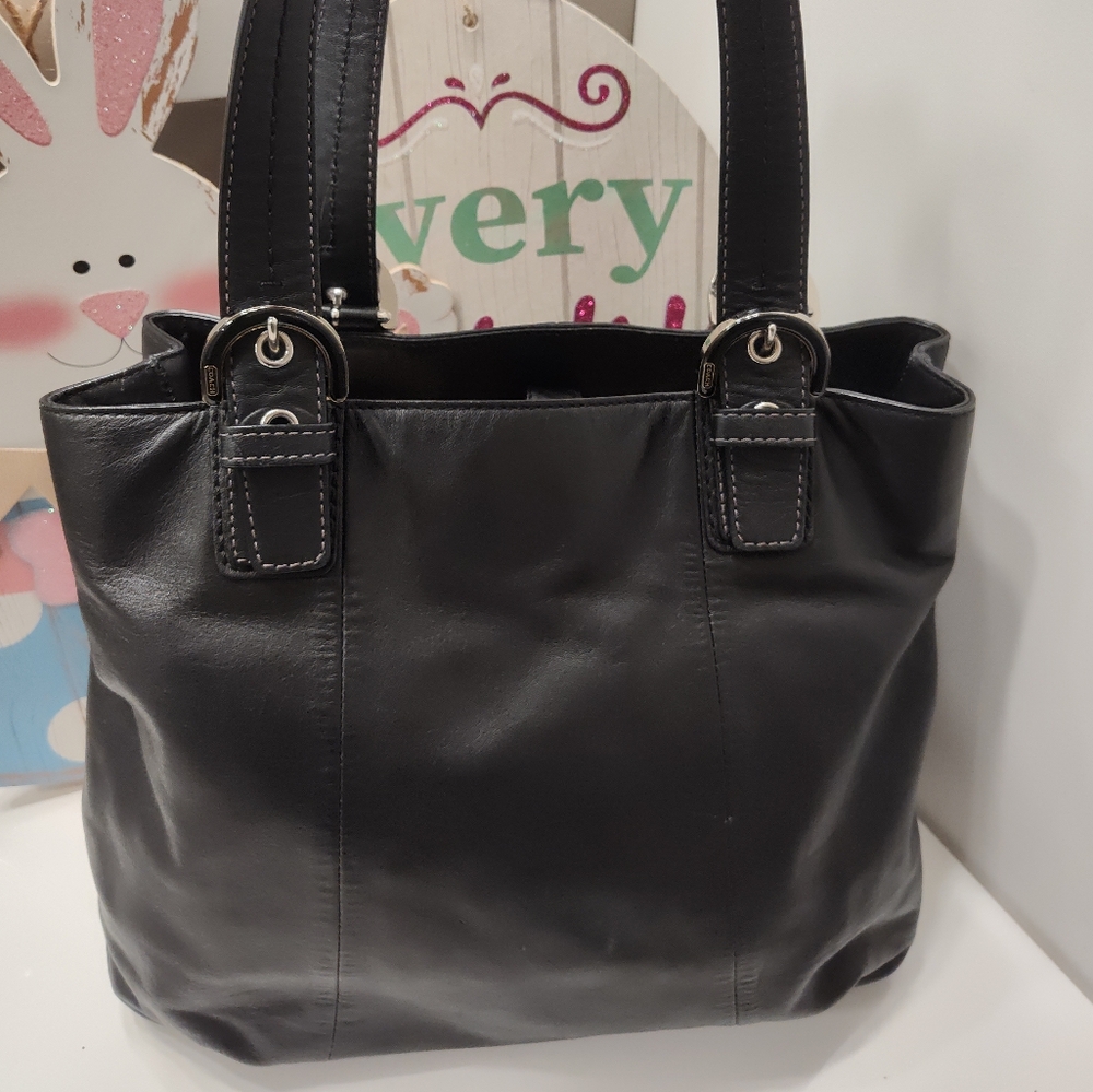 🖤 Vintage EUC Coach Soho Leather North South Smooth Leather Tote Bag, Black - Picture 3 of 16